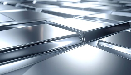 Abstract Metallic Geometric Pattern with Light and Shadow Reflecting and Silver Tones