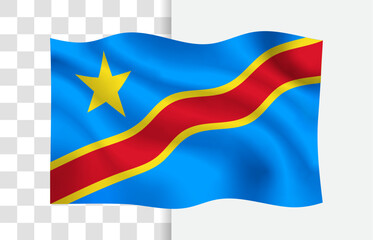 Congo Flag Waving Vector, Isolated on a White Background