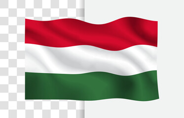 Waving Flag of Hungary, Isolated Vector with Transparent Background