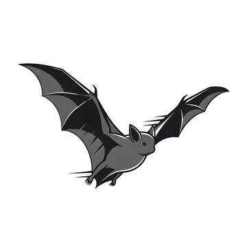 A stylized grey bat in flight with spread wings and motion blur Isolated
