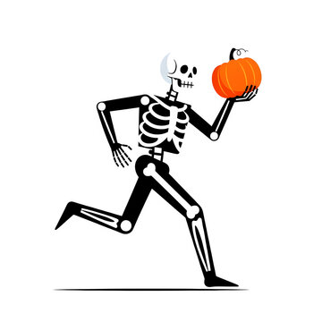 Silhouette Of A Pumpkin Character With A Crescent Moon Against A Transparent Background Isolate