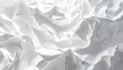 Fototapeta premium Abstract White Crumpled Paper Texture Background with Geometric Folds and Shadows in High Contrast Lighting for Graphic Design Use