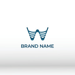 Abstract letter W logo with ribs and arches