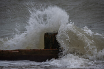 waves crashing on rocks