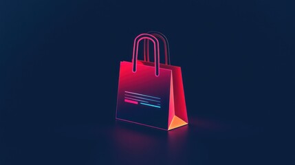 Shopping Bag Neon Glow Digital Art.