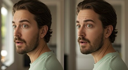 Fototapeta premium Close-up Portrait of a Man with a Surprised Expression