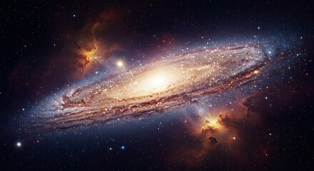 Fototapeta premium Cosmic Tapestry: A Spiral Galaxy's Splendor in Deep Space