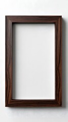 Obraz premium Vertical dark brown wooden picture frame with a rich textured grain and a simple modern profile.