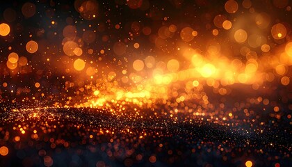 Fototapeta premium Abstract Fire Particle Background with Bokeh Effects in Orange and Black Colors Creates Dynamic Visuals for Text and Graphics Designs