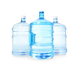 Naklejka premium Cooler bottles with water isolated on white