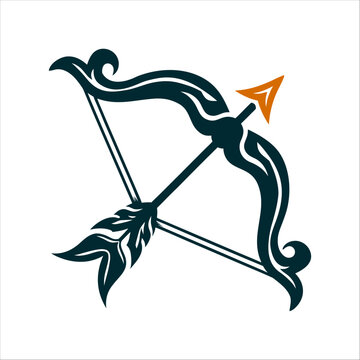 Stylized Rama Navami Bow and Arrow Illustration Rama Navami Bow Dhanush with taut string and arrow stylised as sharp arcs and lines