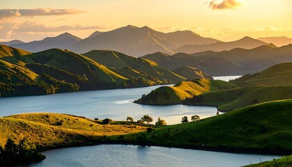 Serene mountain lake at sunset (1)
