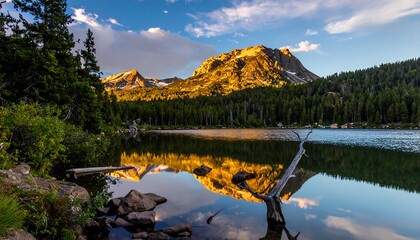 Serene mountain lake at sunset (3)