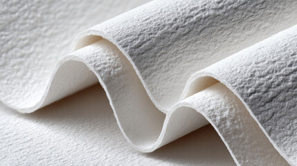 Close up of soft white fabric with delicate folds and textured surface, highlighting tactile detail, subtle shadows, and a serene minimalist mood for home decor imagery.