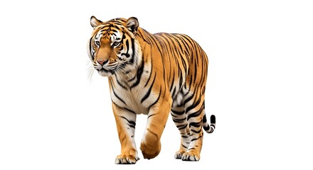 Obraz premium Majestic Tiger Strolling Forward with Striking Orange and Black Stripes.