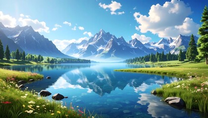 Serene mountain lake landscape (2)