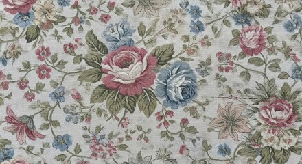 Vintage Floral Pattern with Roses and Greenery.