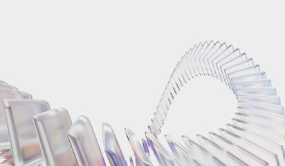 3D illustration 4k 8k. Geometric iridescent crystal glass. Modern wallpaper, digital technology. Abstract 3d background with glass dispersion cube shapes and circle effect
