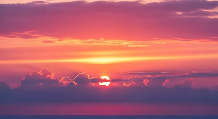 Naklejka premium A stunning sunset painting the sky with vibrant hues and celestial light