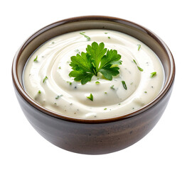 Bowl of ranch sauce isolated object