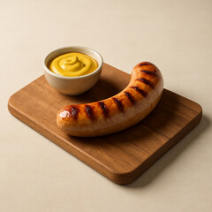 Juicy Grilled German Sausage with Mustard Dip