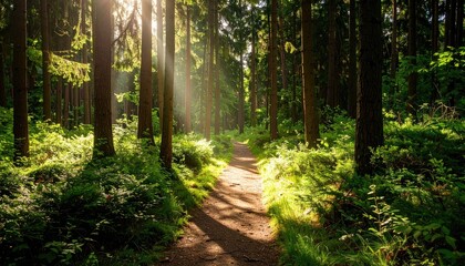 Obraz premium Sunlit Forest Path