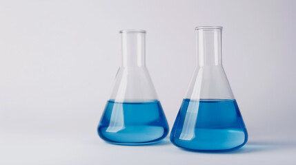 Dois frascos de erlenmeyer com líquido azul