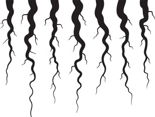 Hanging Roots Vector Illustration Tree Root System Silhouette for Botanical and Natural Science Diagrams