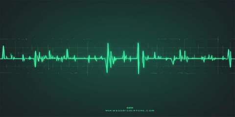 Fototapeta premium Green ECG wave line showing heartbeat pulse on a monitor chart for health technology illustration