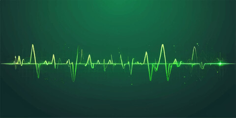 The EKG line shows a heartbeat pulse wave on a medical monitor graph, often green, representing health and life