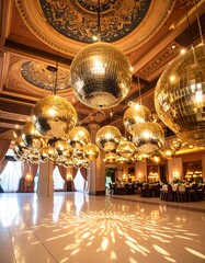 Obraz premium Golden disco ball ballroom