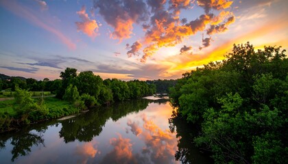 Serene river at sunrise