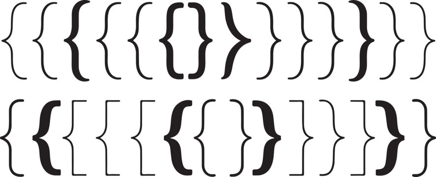 Curly Braces and Square Brackets Collection for Mathematical Expressions and Text Formatting Elements