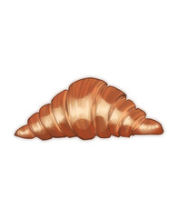 Cartoon simple croissant on the white background