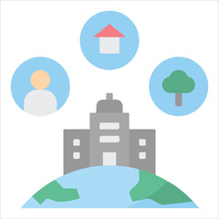 Naklejka premium People in Office Environment Icon – Greening and Workplace Vector EPS10