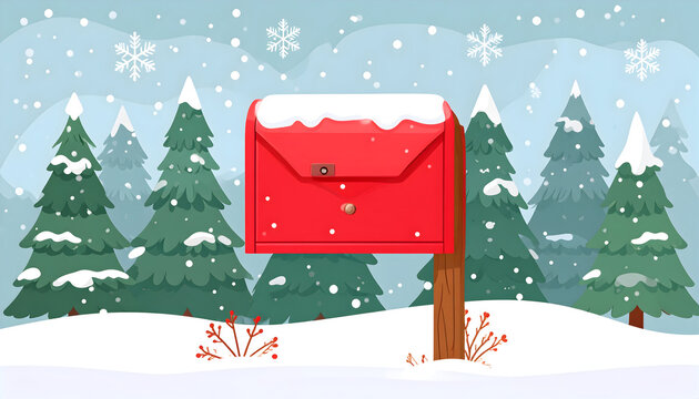 Winter Snowy Mailbox Scene