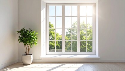 Bright Sunlight Streaming Through Large Window in Minimalist Room