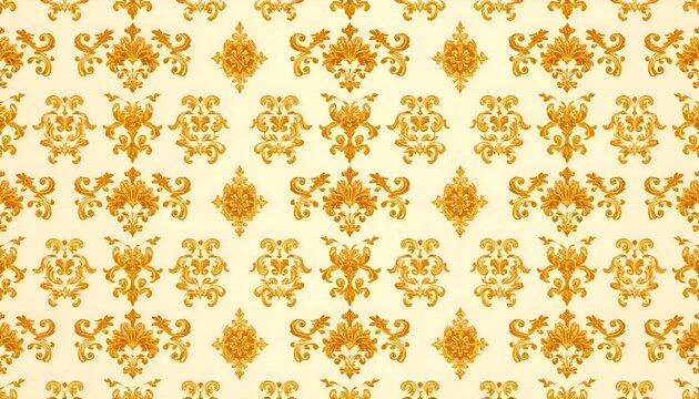 Luxury Golden Ornamental Seamless Pattern. Vintage background with golden ornaments in classic style on light backdrop. Ideal for wallpaper, packaging and decorative design.