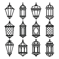 Ornate hanging lanterns collection decorative silhouette