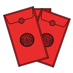 Red envelopes with circular symbols money packets lunar new year