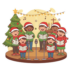 Advent Sunday Isolated Cartoon Vector And Christmas Tree