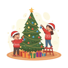 Advent Sunday Isolated Cartoon Vector And Christmas Tree