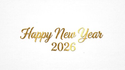 Happy New Year 2026: A radiant golden script announces the dawn of a fresh year, carrying a message of joy and hope for 2026. - Powered by Adobe