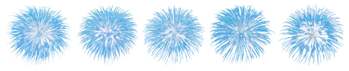 Obraz premium PNG Vibrant blue fireworks display, element set on transparent background