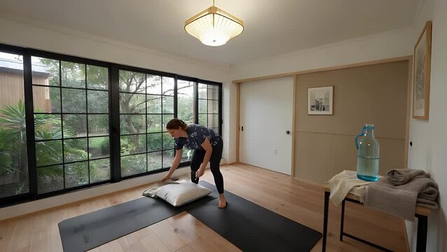 rendered 3D visualization of clean and minimalist interior space inspired by Japanese aesthetic principles