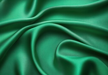 Obraz premium Close-up of smooth, shiny green fabric with flowing folds and soft texture creating elegant curves