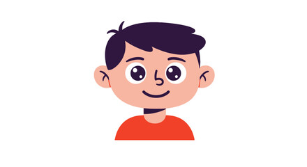 Cartoon illustration of a smiling boy wearing a blue sweater and dark pants.