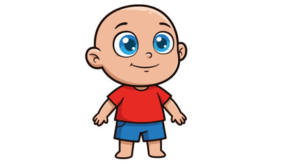 Cartoon illustration of a smiling boy wearing a blue sweater and dark pants.
