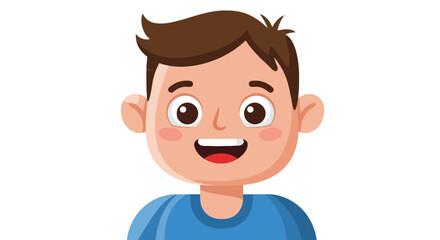 Cartoon illustration of a smiling boy wearing a blue sweater and dark pants.