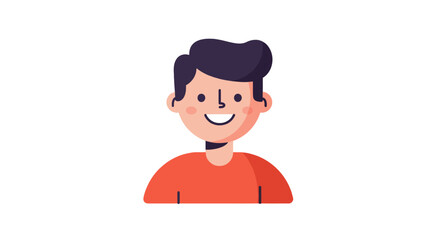 Cartoon illustration of a smiling boy wearing a blue sweater and dark pants.